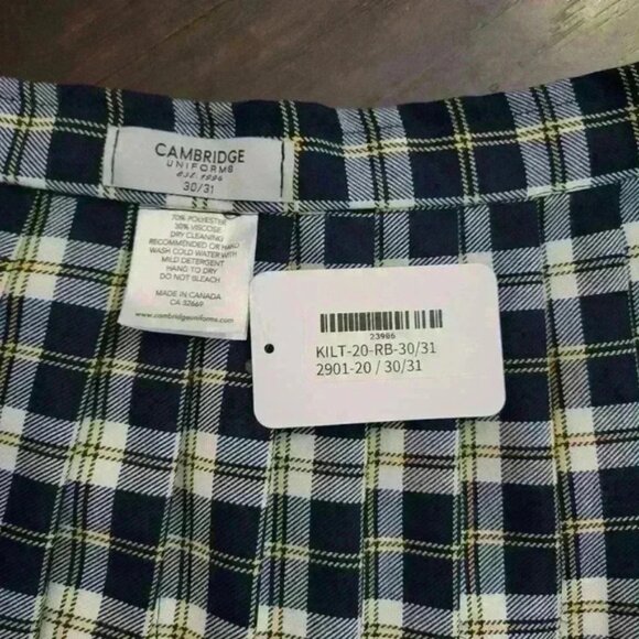 NWT Cambridge Uniform Kilt Punkcore Plaid Made in Canada Prep School Wrap Skirt - Picture 5 of 5